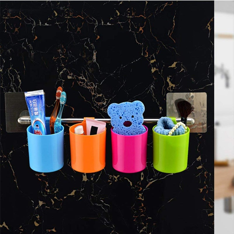 IQS Enterprise 4 Toothbrush Holder Cup for Home Bathroom Wall Mountable Durable and Stable Toothbrush Holder with 4 Slots for Keeping Toothpaste Comb Cream Lotion Space Saving Toothbrush Organizer - Image 4