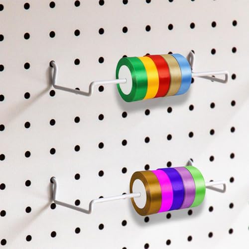 Homakover 4 Pack Pegboard Hooks - Ribbon Storage Rack, Tape & Ribbon Organizer, Fits Standard Pegboards - Image 5