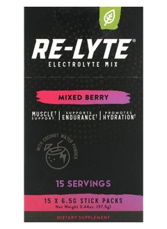 Redmond ReLyte Electrolyte Mix Mixed Berry 15 Stick Packs 0.23 oz (6.5 g) Each 