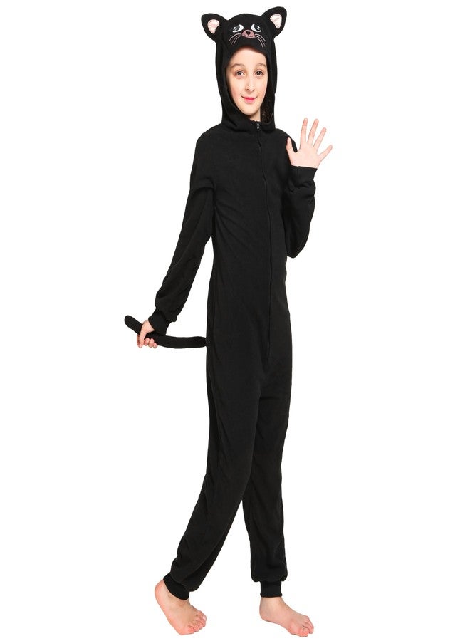 Leadtex Unisex Black Cat Costume Kids Halloween Animal Onesie for Girls Boys, Halloween Role Play Themed Party L8-10 - Image 1