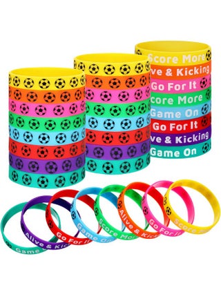 48 Pcs Soccer Motivational Silicone Wristband Multicolored Rubber Bracelets Soccer Wristbands For Kids Silicone Stretch Wristbands Soccer Party Favors For Sports Events Birthday Party - pzsku/Z88CF2DC2CF5F46EA104FZ/45/_/1688624514/b7fce725-98b5-4c18-b276-cbc92de8a476