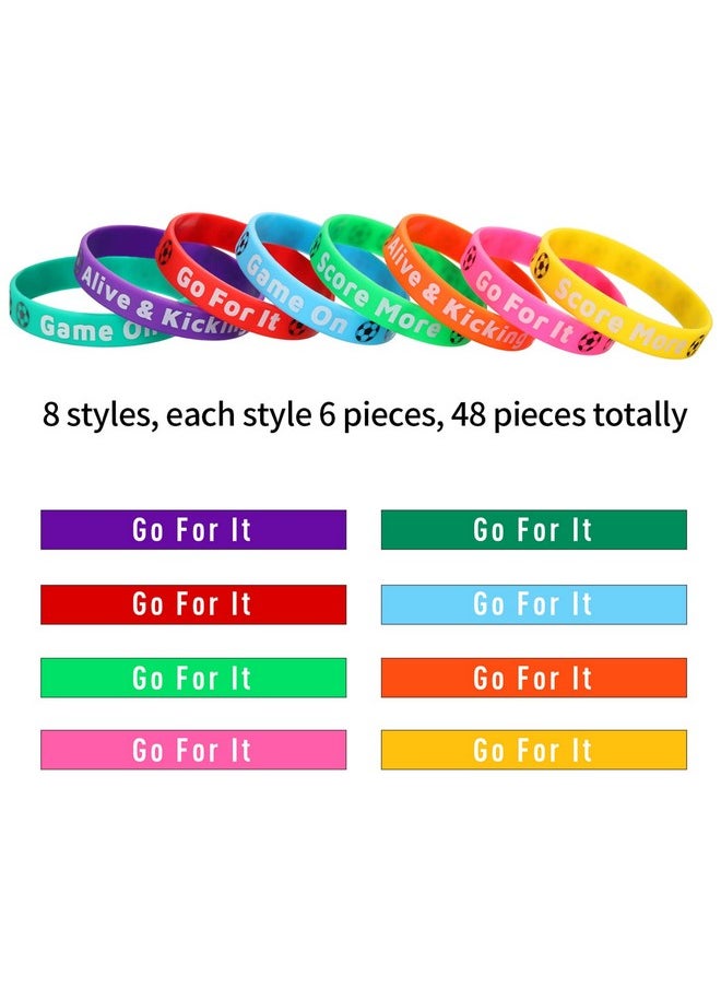 Civaner - 48 Pcs Soccer Motivational Silicone Wristband Multicolored Rubber Bracelets Soccer Wristbands For Kids Silicone Stretch Wristbands Soccer Party Favors For Sports Events Birthday Party - Image 1