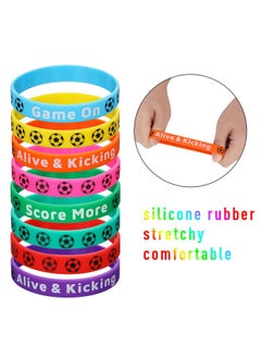 Civaner 48 Pcs Soccer Motivational Silicone Wristband Multicolored Rubber Bracelets Soccer Wristbands For Kids Silicone Stretch Wristbands Soccer Party Favors For Sports Events Birthday Party  - Image 4