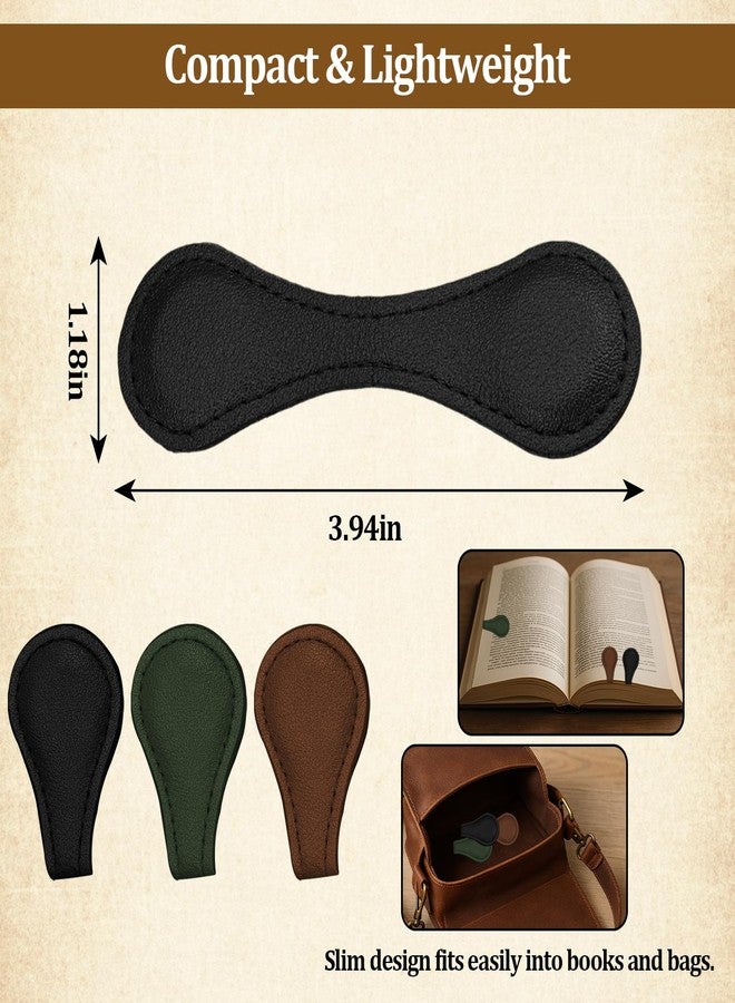Bolsdoic 3 PCS Magnetic Bookmarks, Vintage Faux Leather Book Marks for Reading, Double-Sided Magnetic Bookmarks Book Accessories, Stylish Gifts for Book Lover Readers Men Women Teachers Students - Image 2