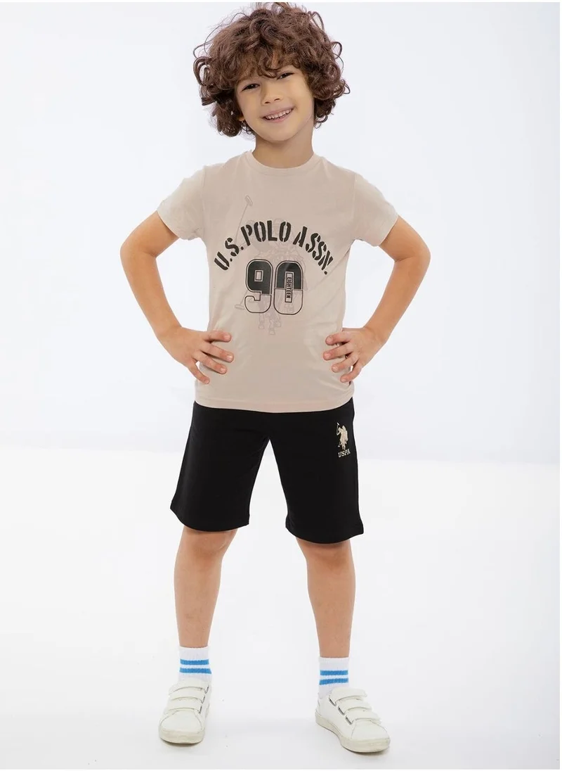 U.S. Polo Assn. U.S. Polo Assn. Boys Latte/Black Bermuda Set