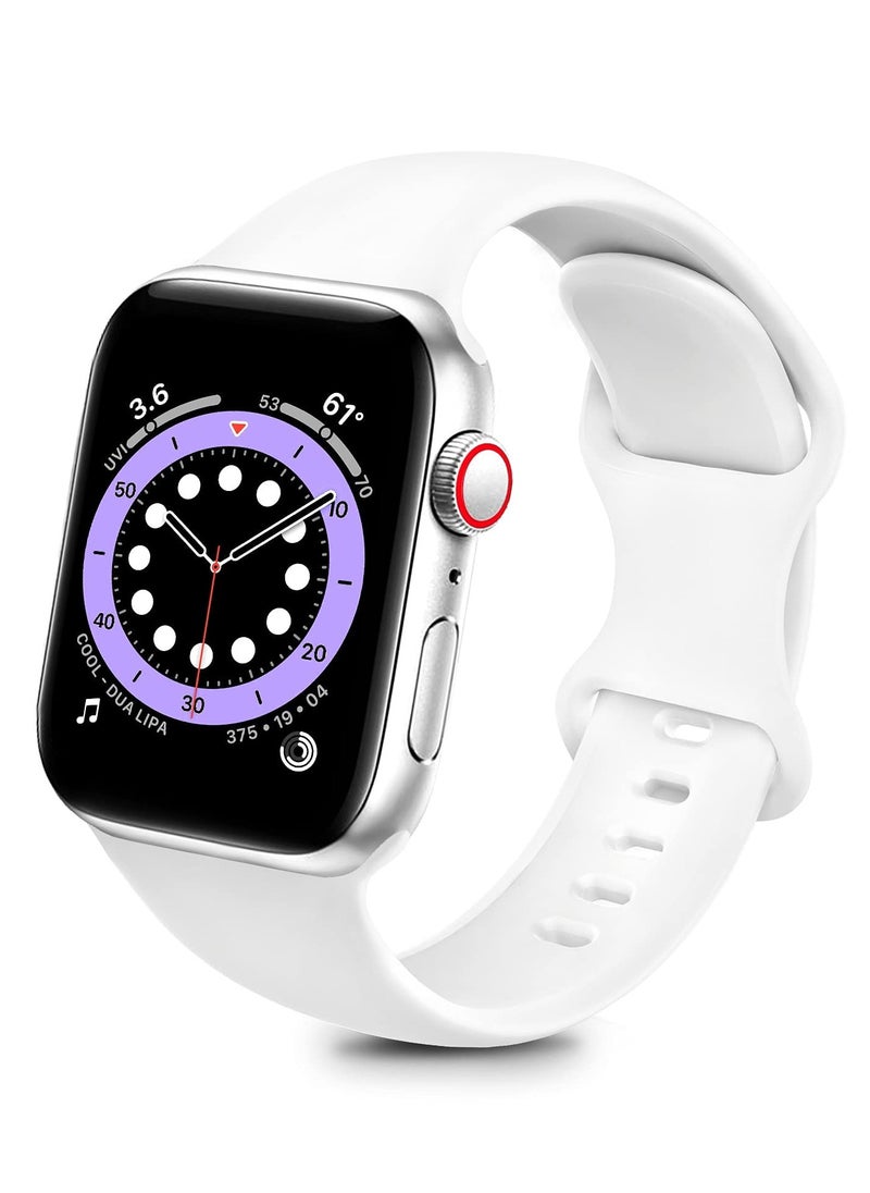Generic Compatible with Apple watch Band 42mm 44mm 45mm 46mm 49mm for Women Men, Soft Silicone Wristband Strap Bands for iWatch Ultra 2/1 Series 10 9 8 7 6 5 4 3 2 1 SE 2/1 White  - Image 1