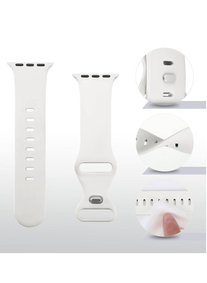 Generic Compatible with Apple watch Band 42mm 44mm 45mm 46mm 49mm for Women Men, Soft Silicone Wristband Strap Bands for iWatch Ultra 2/1 Series 10 9 8 7 6 5 4 3 2 1 SE 2/1 White  - Image 2