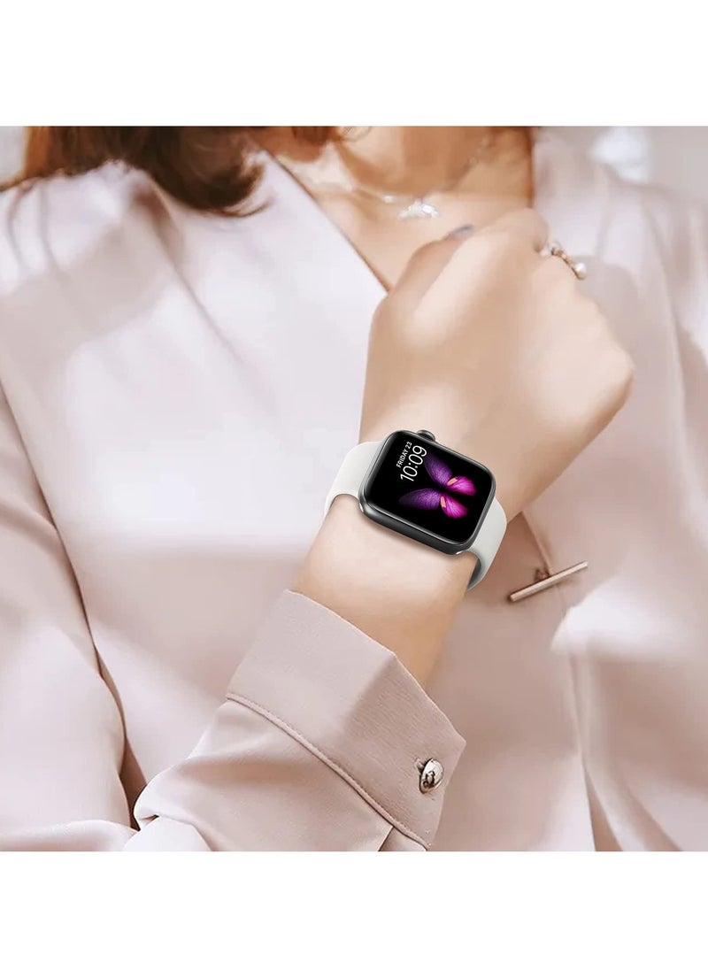 Generic Compatible with Apple watch Band 42mm 44mm 45mm 46mm 49mm for Women Men, Soft Silicone Wristband Strap Bands for iWatch Ultra 2/1 Series 10 9 8 7 6 5 4 3 2 1 SE 2/1 White  - Image 5