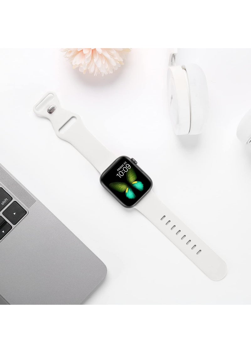 Generic Compatible with Apple watch Band 42mm 44mm 45mm 46mm 49mm for Women Men, Soft Silicone Wristband Strap Bands for iWatch Ultra 2/1 Series 10 9 8 7 6 5 4 3 2 1 SE 2/1 White  - Image 3