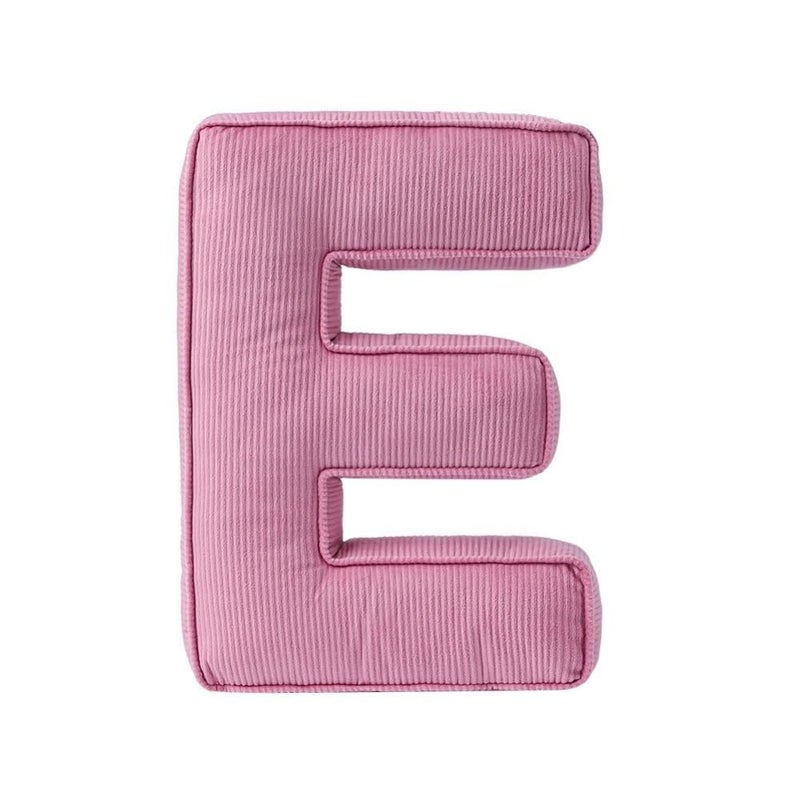 Shapeazy Pink Letter Plush Pillow, Letter Hugging Throw Pillows, Decorative Corduroy Initial Letter Shaped Throw Pillows, Letter Pillows English Alphabet A to Z for Sofa Bedroom Living Room Decor (E) - Image 1
