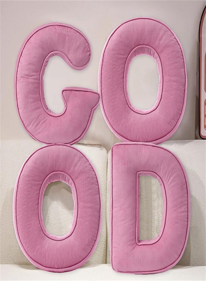 Shapeazy Pink Letter Plush Pillow, Letter Hugging Throw Pillows, Decorative Corduroy Initial Letter Shaped Throw Pillows, Letter Pillows English Alphabet A to Z for Sofa Bedroom Living Room Decor (E) - Image 2