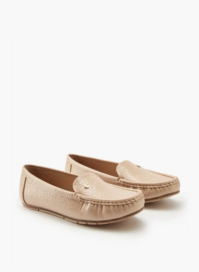 Flora Bella By Shoexpress Textured Slip-On Moccasins