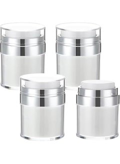 HOOKOR 4 Pack Empty Airless Pump Jar Acrylic Airless Cosmetic Container Portable Refillable Travel Size Cream Jar Vacuum Bottle Lotion Jar with Pump Lid for Skincare Cream, White  - Image 1