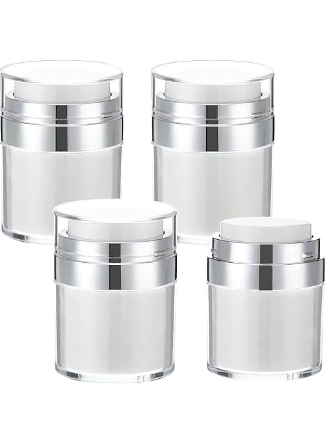 HOOKOR 4 Pack Empty Airless Pump Jar Acrylic Airless Cosmetic Container Portable Refillable Travel Size Cream Jar Vacuum Bottle Lotion Jar with Pump Lid for Skincare Cream, White  - Image 1