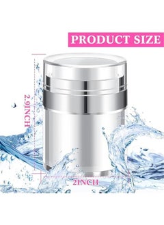 HOOKOR 4 Pack Empty Airless Pump Jar Acrylic Airless Cosmetic Container Portable Refillable Travel Size Cream Jar Vacuum Bottle Lotion Jar with Pump Lid for Skincare Cream, White  - Image 2
