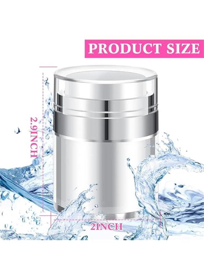 HOOKOR 4 Pack Empty Airless Pump Jar Acrylic Airless Cosmetic Container Portable Refillable Travel Size Cream Jar Vacuum Bottle Lotion Jar with Pump Lid for Skincare Cream, White  - Image 2