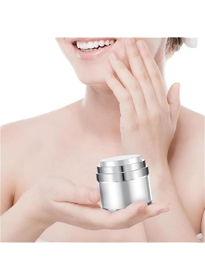 HOOKOR 4 Pack Empty Airless Pump Jar Acrylic Airless Cosmetic Container Portable Refillable Travel Size Cream Jar Vacuum Bottle Lotion Jar with Pump Lid for Skincare Cream, White  - Image 5