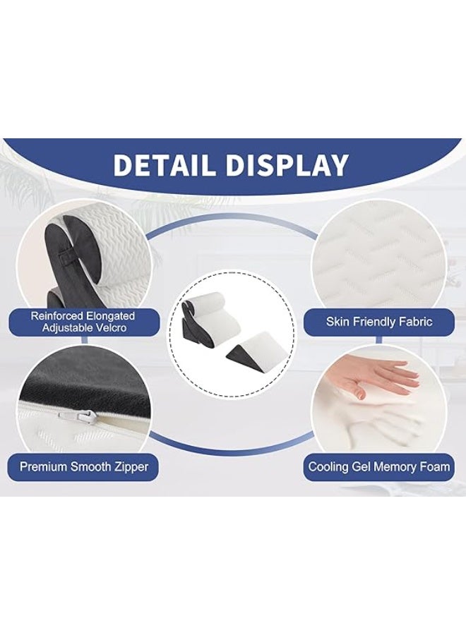 4PCS Orthopedic Bed Wedge Pillow Set for Sleeping, Post Surgery Foam Support Pillows for Back, Neck and Leg Pain Relief, Adjustable Triangle Pillow – Acid Reflux, GERD & Snoring Recovery, White Grey - Image 4