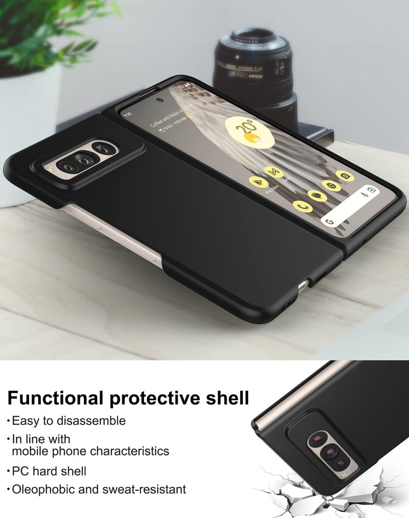 Foluu Case for Google Pixel Fold 2023, Ultra Thin Slim Fit Matte PC with Non-Slip Grip Full Protection Protective Cover for Google Pixel Fold 2023 (Black) - Image 3