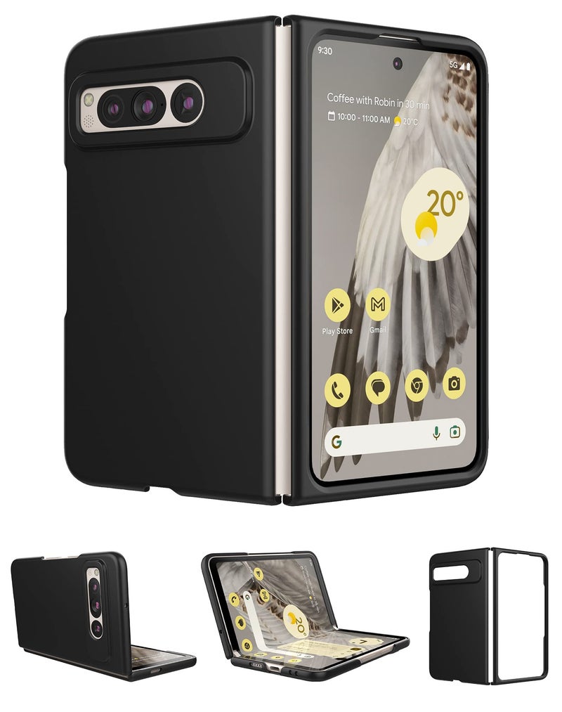 Foluu Case for Google Pixel Fold 2023, Ultra Thin Slim Fit Matte PC with Non-Slip Grip Full Protection Protective Cover for Google Pixel Fold 2023 (Black) - Image 1
