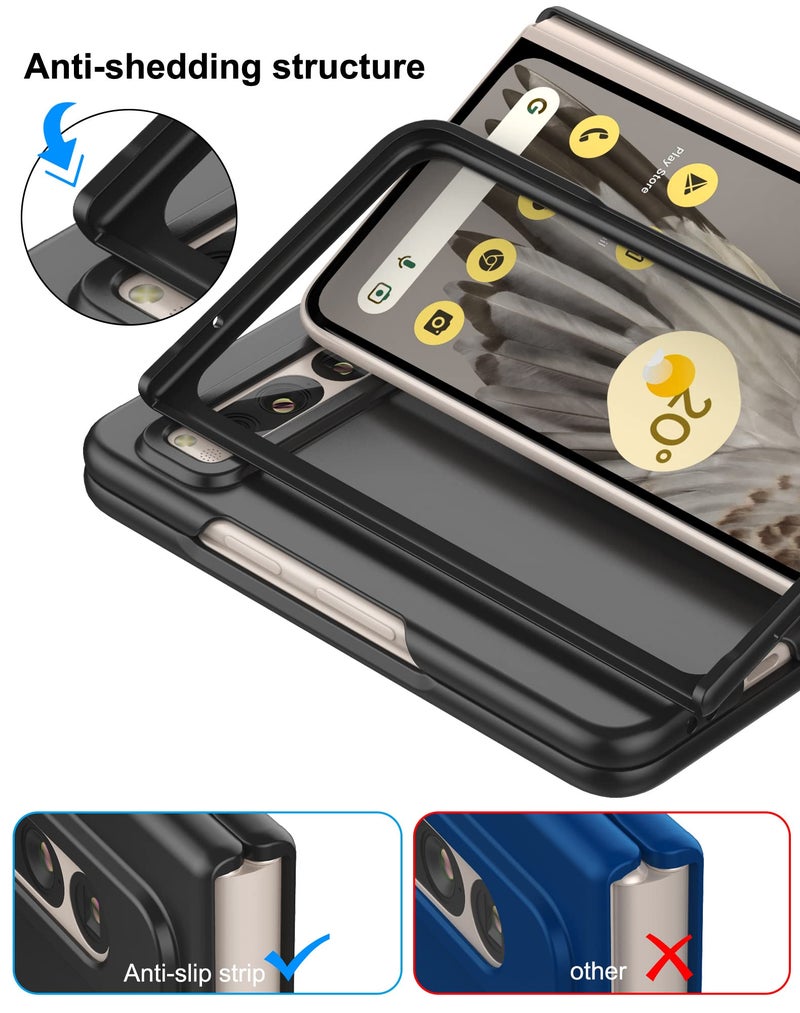 Foluu Case for Google Pixel Fold 2023, Ultra Thin Slim Fit Matte PC with Non-Slip Grip Full Protection Protective Cover for Google Pixel Fold 2023 (Black) - Image 5