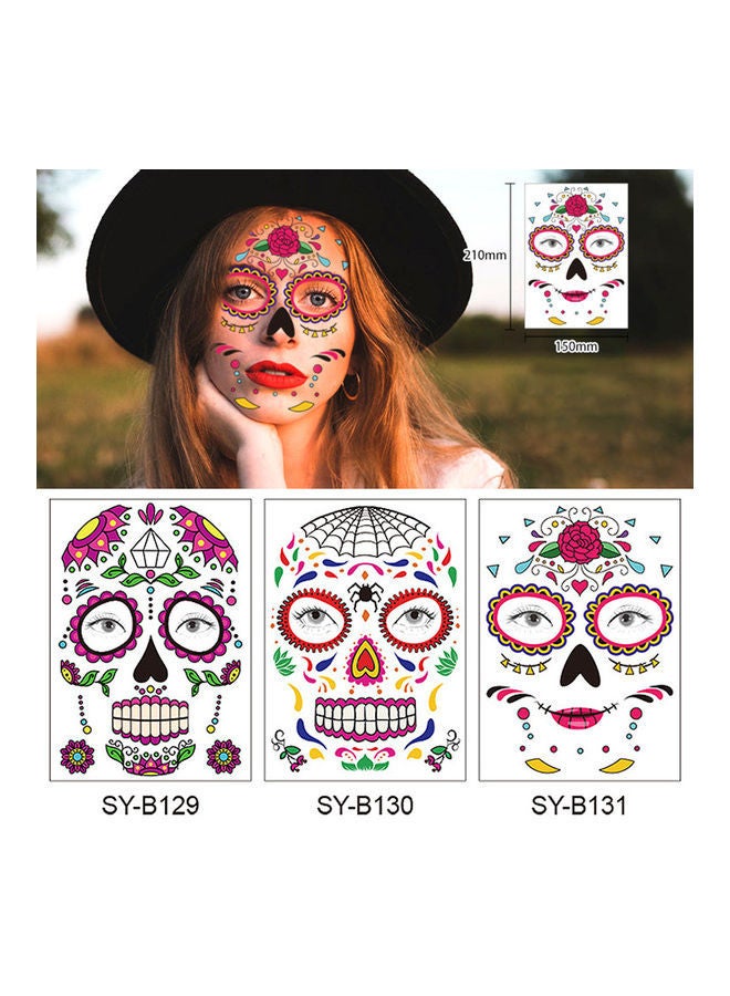 NIBEMINENT Temporary Tattoo Sticker Terror Halloween Flowers Pattern Eyes Face Stickers Makeup Stage Multicolor - Image 5