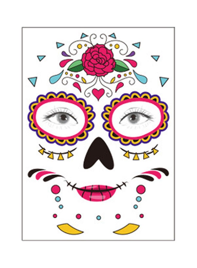 NIBEMINENT Temporary Tattoo Sticker Terror Halloween Flowers Pattern Eyes Face Stickers Makeup Stage Multicolor - Image 4