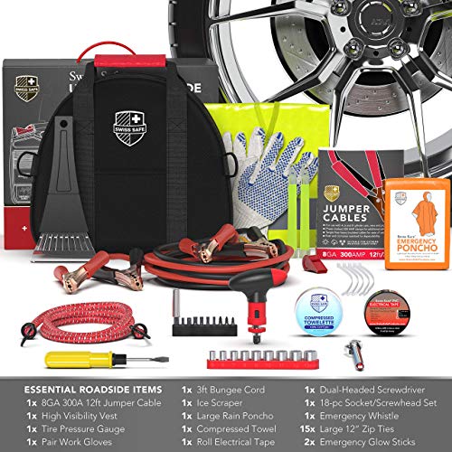 Swiss Safe 2-in-1 Car Emergency Kit | 12-FT Heavy-Duty Jumper Cables & 378-Piece Comprehensive Car First Aid Kit | Compact Roadside Auto Essentials for Vehicle Safety - Image 4
