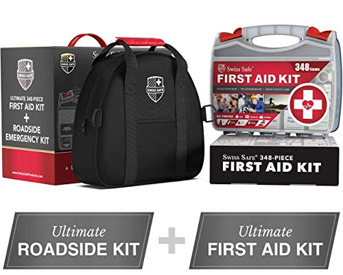 Swiss Safe 2-in-1 Car Emergency Kit | 12-FT Heavy-Duty Jumper Cables & 378-Piece Comprehensive Car First Aid Kit | Compact Roadside Auto Essentials for Vehicle Safety - Image 2