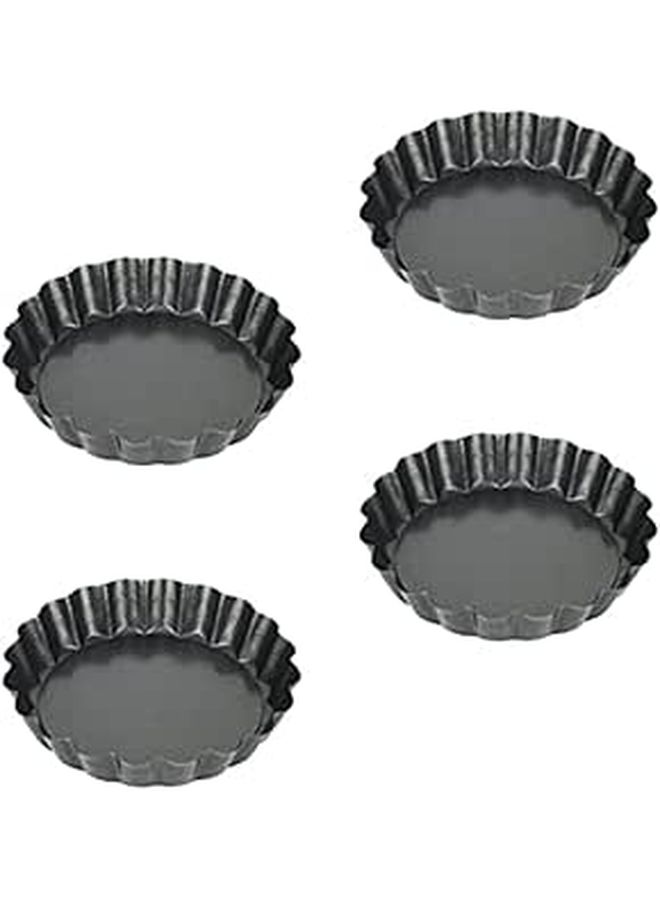 Luxshiny 4 Piece 4 Inch Nonstick Tart Pans With Loose Bottom Round Flan Baking Plates For Mini Pies And Quiches Sturdy Kitchen Bakeware Set For Oven Use - Image 1