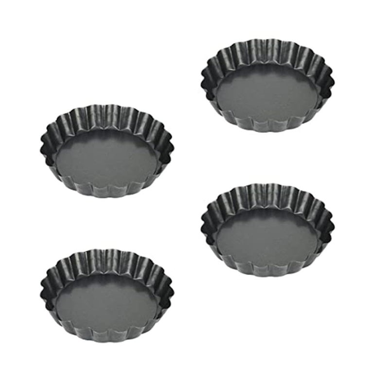 Luxshiny 4 Piece 4 Inch Nonstick Tart Pans With Loose Bottom Round Flan Baking Plates For Mini Pies And Quiches Sturdy Kitchen Bakeware Set For Oven Use - Image 2