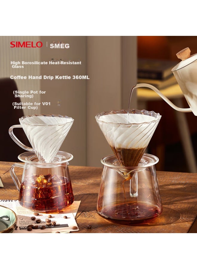 Simelo Coffee Pot, Pour-over Kettle, Coffee Sharing Pot, Glass Drip Pot, Coffee Pot, Filter Pot, Nordic Travel, 360ml - Image 1