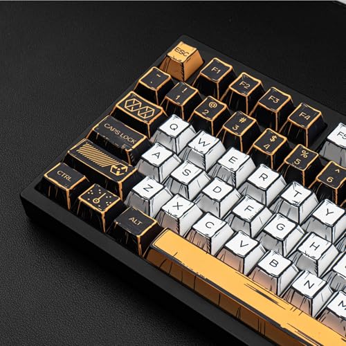 GEKUCAP Black and White Manga Keycaps, 150 Keys Anime Style PBT keycaps, Dye-Sublimation Cherry Profile Keycap Set for Cherry Gateron MX Switches Mechanical Keyboard - Image 3