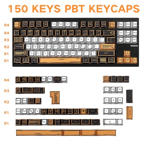 GEKUCAP Black and White Manga Keycaps, 150 Keys Anime Style PBT keycaps, Dye-Sublimation Cherry Profile Keycap Set for Cherry Gateron MX Switches Mechanical Keyboard - Image 2