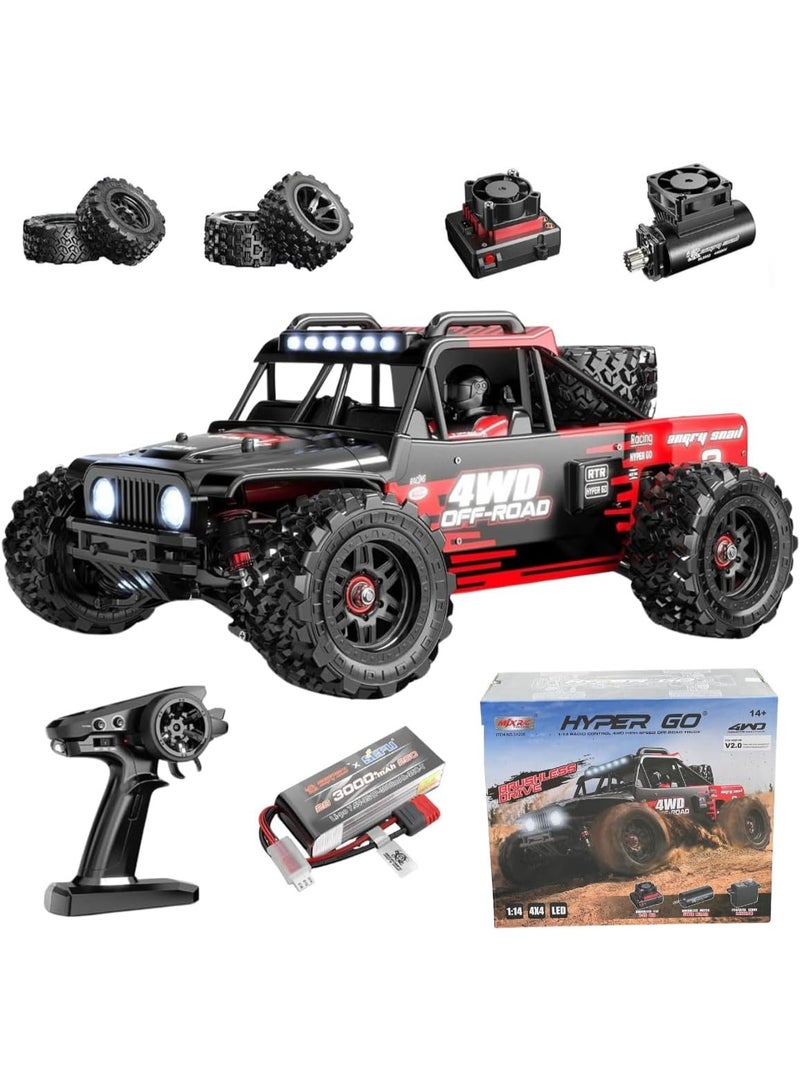 DEERC RC Car – 1:14 Scale 4WD Brushless Off Road Truck for Adults, 70km/h High Speed RC Car, RTR Brushless 1/14 Scale Drift Car for Adults, 2.4GHz RC Truck with Oil Filled Shocks - Image 1