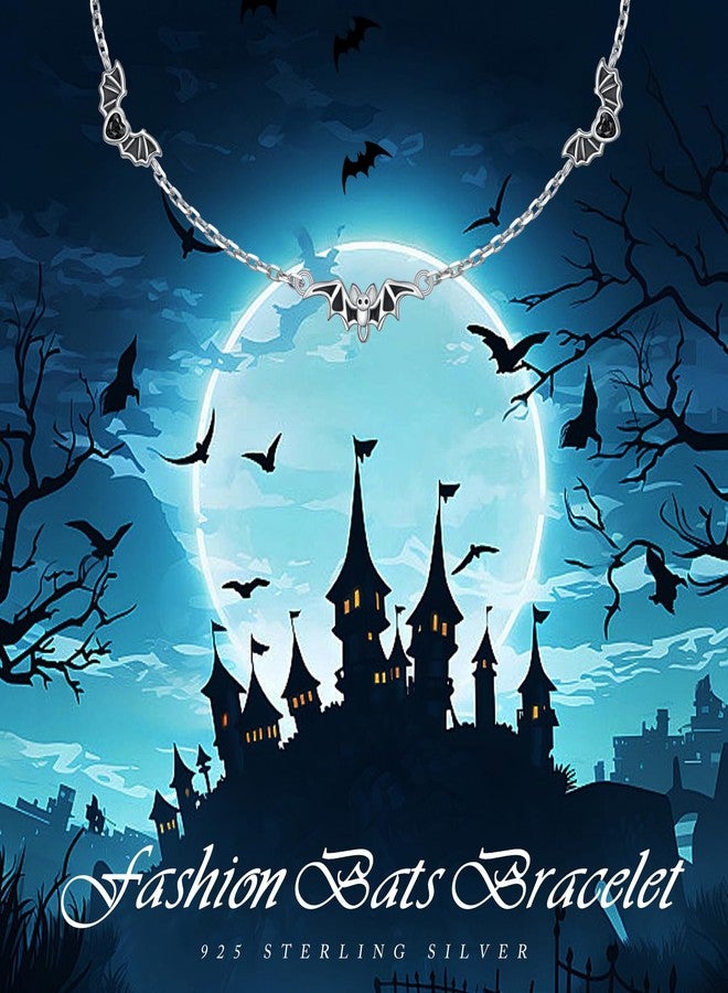 Ladytree Flying Bat Bracelet for Women 925 Sterling Silver Cool Black Bats Animal Charm Adjustable Bracelet Halloween Jewelry Birthday Jewelry for Mother Wife Daughter Family - Image 3