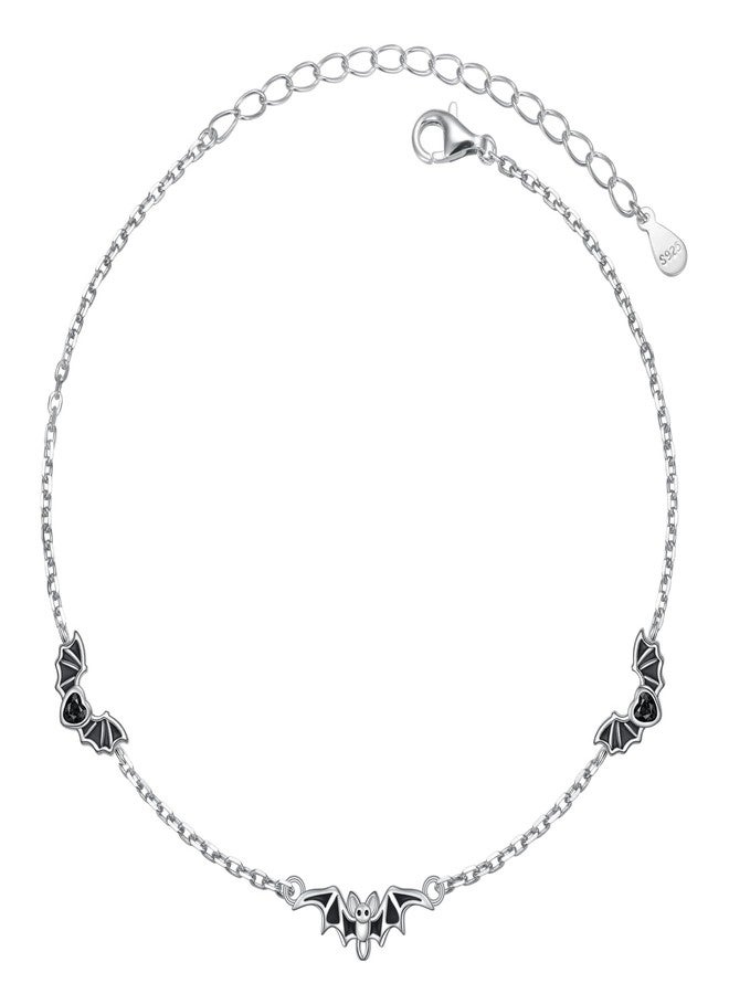 Ladytree Flying Bat Bracelet for Women 925 Sterling Silver Cool Black Bats Animal Charm Adjustable Bracelet Halloween Jewelry Birthday Jewelry for Mother Wife Daughter Family - Image 1