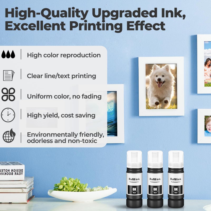 DEEIYUER Compatible for EPT522 Black Ink Refill Bottles ET-2800 ET-4800 ET-2803 ET-2720 Compatible for EPT522 Ink Refill Bottles Black Use for Eco Tank ET 2800 ET 2803 ET 4800 ET-2400 ET-2720 ET2800 ET2803 - Image 3