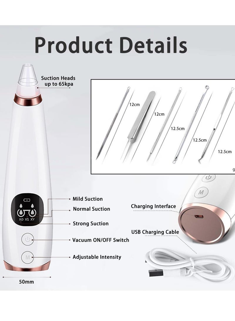 Electric Blackhead Remover Pore Vacuum,Upgraded Facial Pore Cleaner-5 Suction Power,5 Probes,USB Rechargeable Blackhead Vacuum Kit Electric Acne Extractor Tool for Women & Men - Image 5