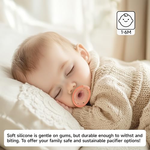 Garkoko Baby Pacifiers 1-6 Months One-Piece Pacifiers 3 Months BPA-Free Lightweight Soft Silicone Newborn Pacifier for Breastfed Babies - Image 4