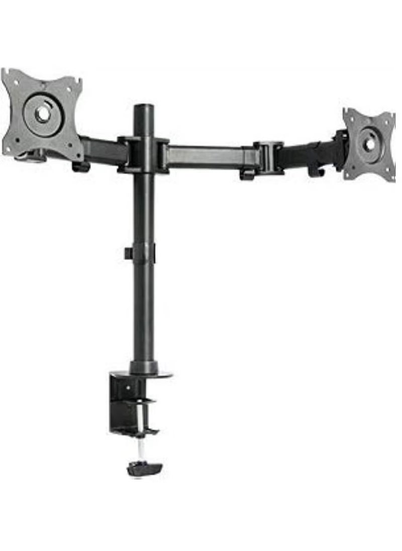 Fully Adjustable Dual Monitor Desk Mount Stand for 2 LCD Screens – Height Adjustable -- Swivel, Tilt, Cable Management, Heavy-Duty Base for Home & Office – Ergonomic Dual Monitor Setup for Improved Productivity