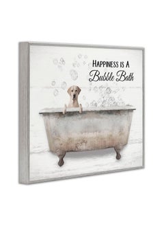 Stupell Industries Stupell Industries Happiness Is A Bubble Bath Dog In Tub Word Design, Grey Framed, 11 x 14  - Image 2