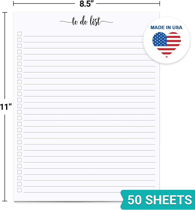 321Done To Do List Notepad - 50 Sheets (8.5" x 11") To-Do's Notepad Tear Off, Planning Memo Pad, Planner Checklist Organizing - Made in USA - Simple Script - Wide-Ruled - Image 2