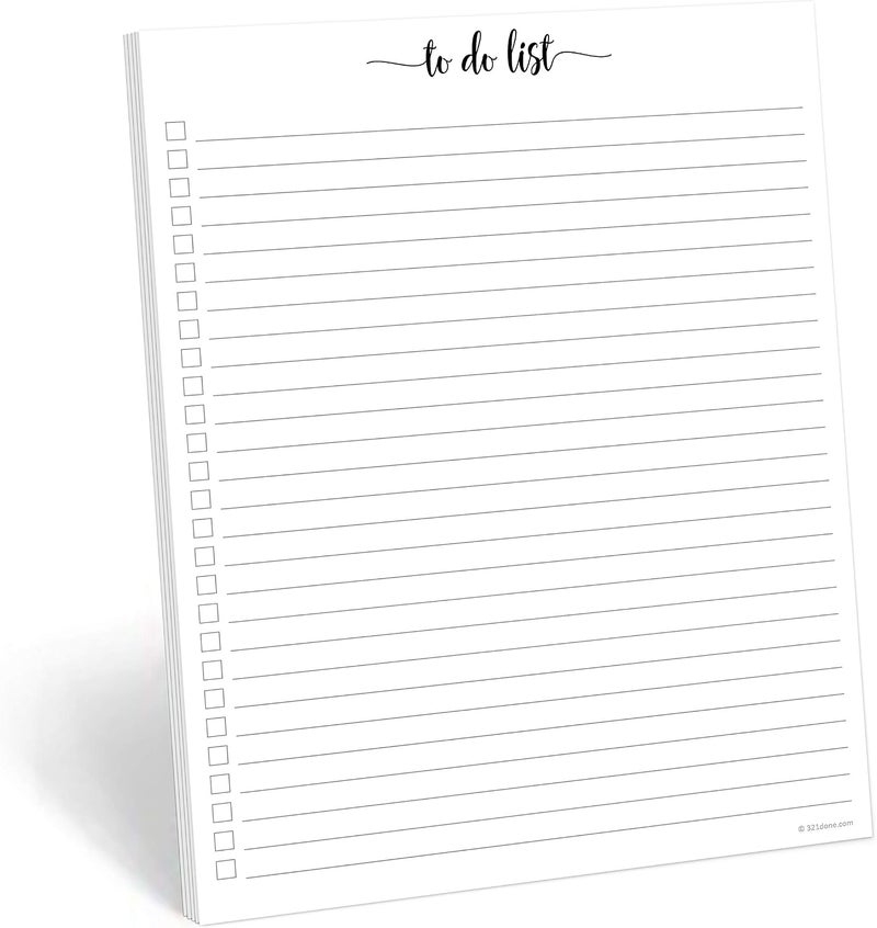 321Done To Do List Notepad - 50 Sheets (8.5" x 11") To-Do's Notepad Tear Off, Planning Memo Pad, Planner Checklist Organizing - Made in USA - Simple Script - Wide-Ruled - Image 1