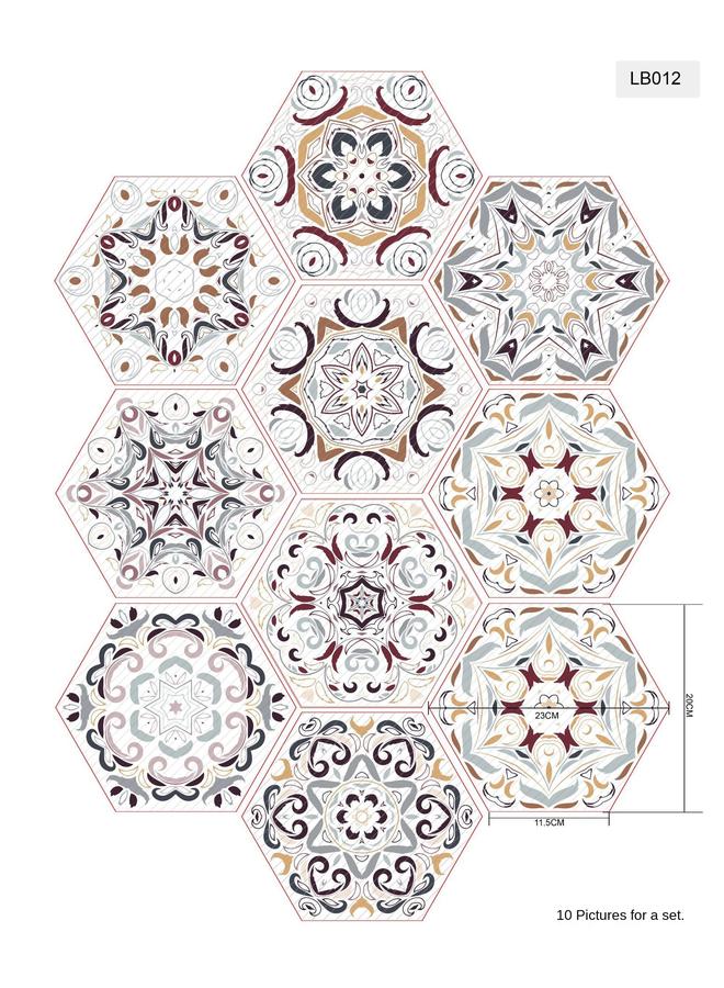 الأزرق جي دبليو الجملة حمام المطبخ ملصق جدار المطبخ غير قابل للانزلاق ، أرضيات سداسية الأضلاع ، ملخص LB001-040 - Image 1