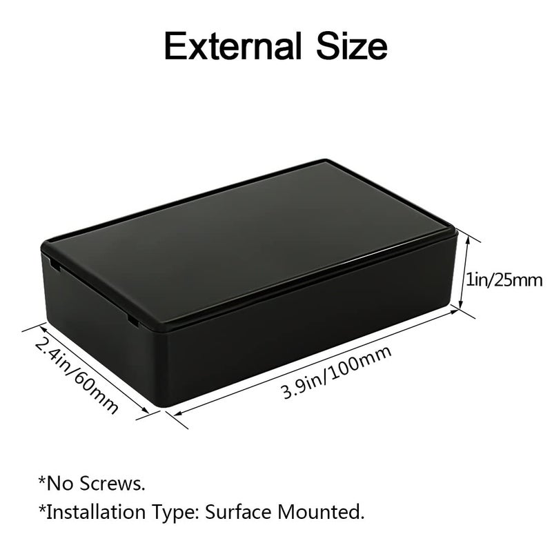 LeMotech 5Pcs ABS Plastic Electrical Project Case Power Junction Box, Project Box Black 3.9 x 2.4 x 1.0 inch (100 x 60 x 25 mm) - Image 2