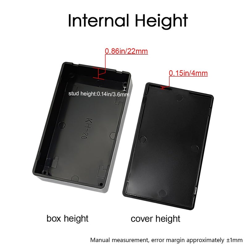 LeMotech 5Pcs ABS Plastic Electrical Project Case Power Junction Box, Project Box Black 3.9 x 2.4 x 1.0 inch (100 x 60 x 25 mm) - Image 4