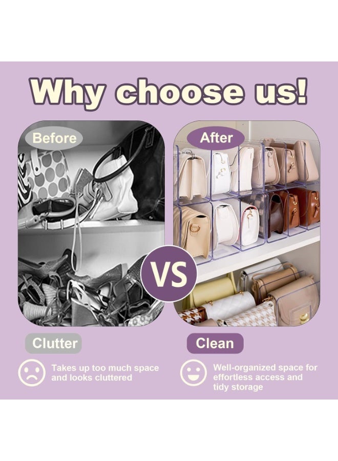 PTTIMFFM 2pcs Clear Acrylic Magazine Holder, Desktop File Organizer Thick File Sorter Book Holder for Bottle Tray, Kitchen Lid Organizer, Small Handbag Clutch Bag Divider, Purse Stand Rack - Image 3