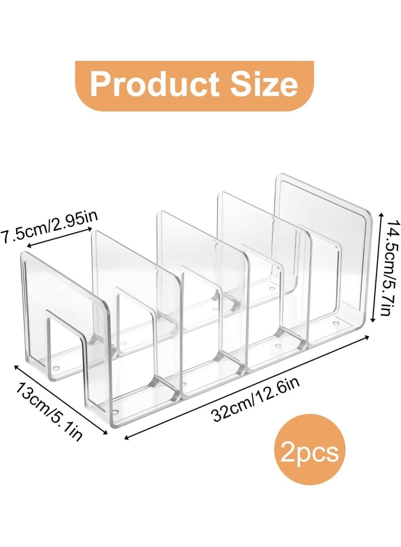 PTTIMFFM 2pcs Clear Acrylic Magazine Holder, Desktop File Organizer Thick File Sorter Book Holder for Bottle Tray, Kitchen Lid Organizer, Small Handbag Clutch Bag Divider, Purse Stand Rack - Image 4