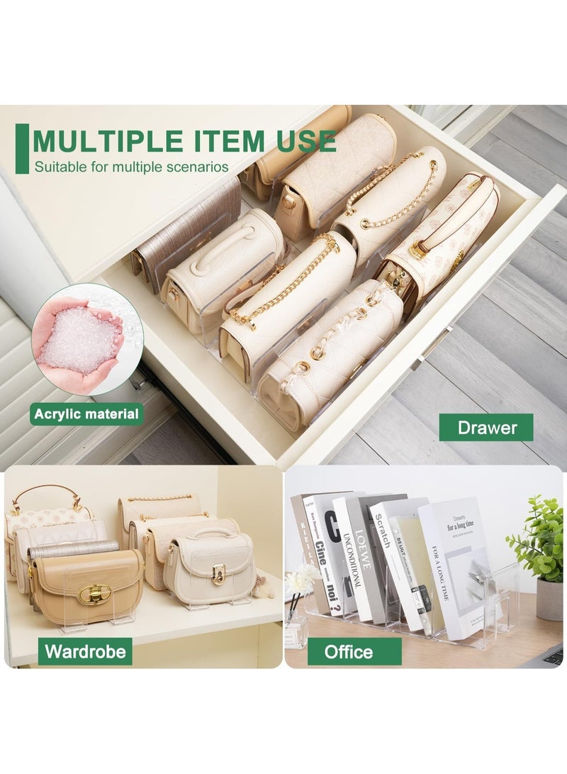 PTTIMFFM 2pcs Clear Acrylic Magazine Holder, Desktop File Organizer Thick File Sorter Book Holder for Bottle Tray, Kitchen Lid Organizer, Small Handbag Clutch Bag Divider, Purse Stand Rack - Image 2